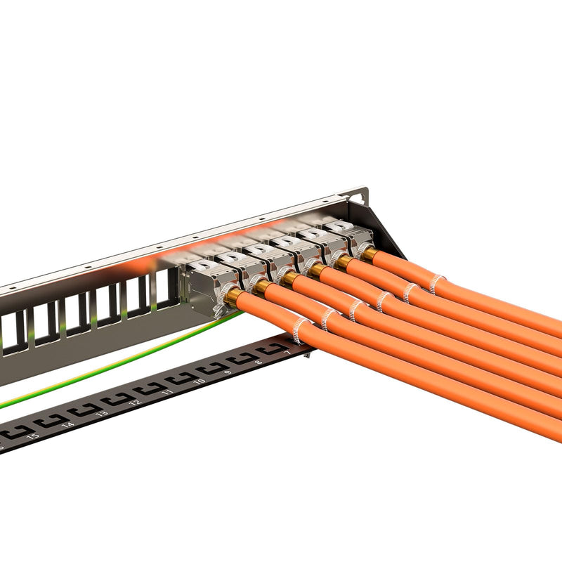 FGB 1U Patch Panel 24 Port for Keystone Modules, 19 Inch | Rack installation or wall mounting, patch panel with back strip, compatible Cat5 Cat6 Cat7 Cat8, network installation cable
