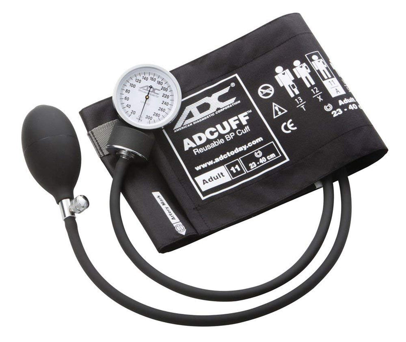 [Australia - AusPower] - ADC 760-11ABK Prosphyg 760 Pocket Aneroid Sphygmomanometer with Adcuff Nylon Blood Pressure Cuff, Adult, Black & 619BK Adscope Lite 619 Ultra Lightweight Clinician Stethoscope with Tunable Sphygmomanometer + Stethoscope 