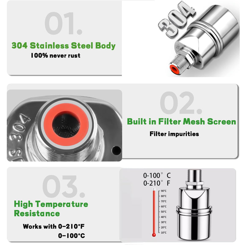 [Australia - AusPower] - 1/2'' Automatic Water Level Control Valve Auto Shut Off Ball Mini Float Valve 304 Stainless Steel Float Valve 