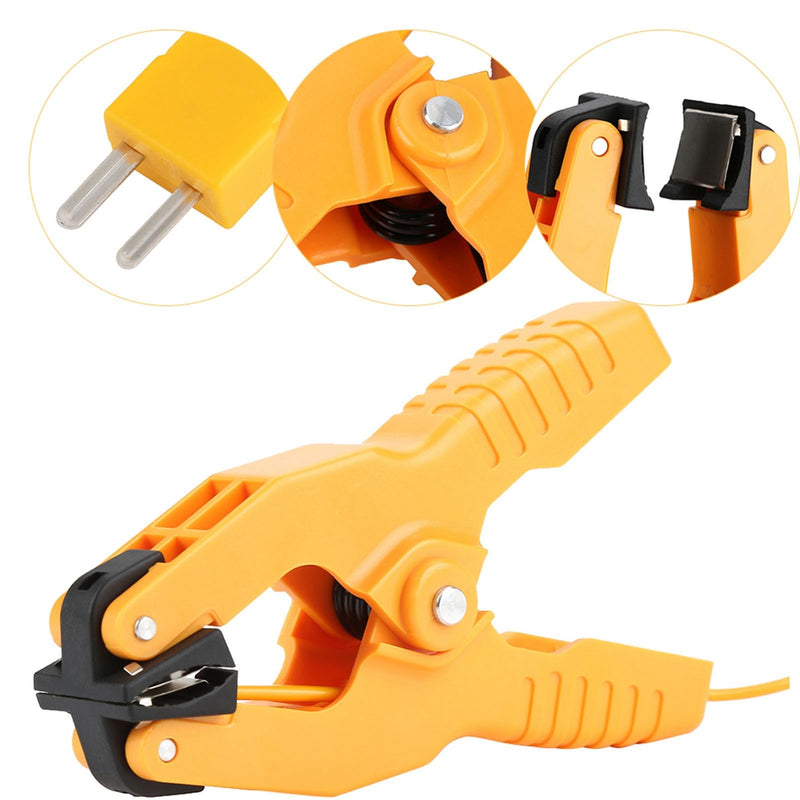 [Australia - AusPower] - Clamp Temperature Probe, HT-05 K Type Pipe Clamp Thermocouple with 1~3/8" Jaw, -40~200°C HVAC Tools Temperature Clamps, Yellow Lead Pipe Clamp for Pipes Temperature Test 