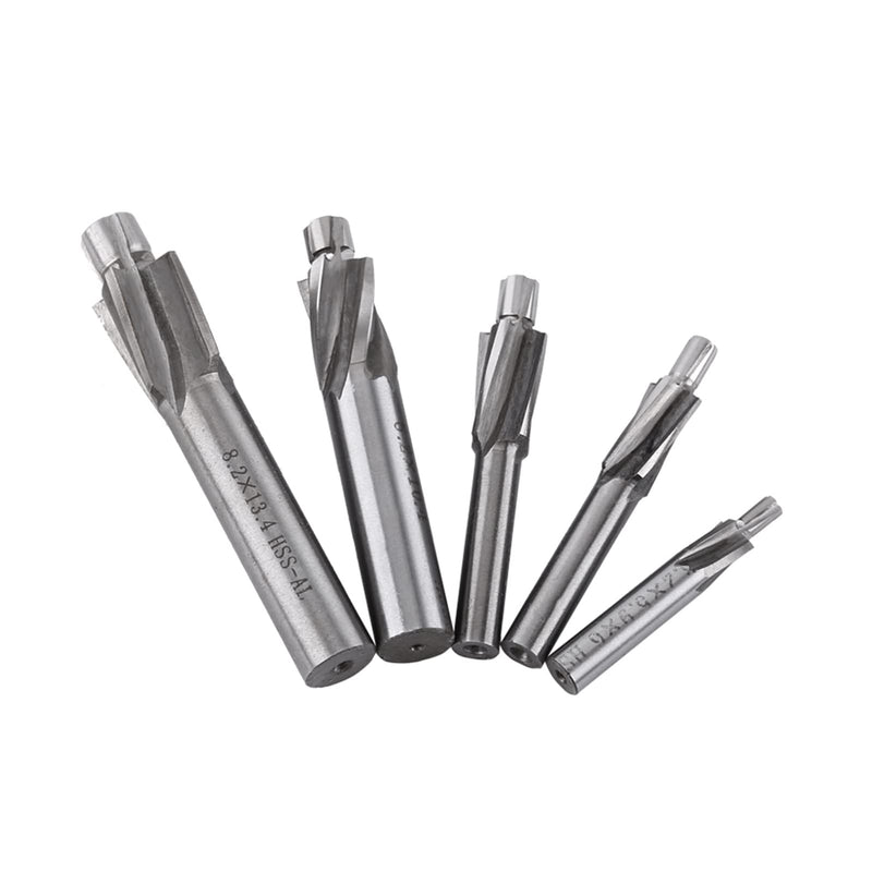 [Australia - AusPower] - 5 Pieces Countersink End Mills, HSS-AL M3 M4 M5 M6 M8 4 Tap Countersink End Mill Slot Drill for Milling Copper, Aluminium, Steel, Cast Iron 