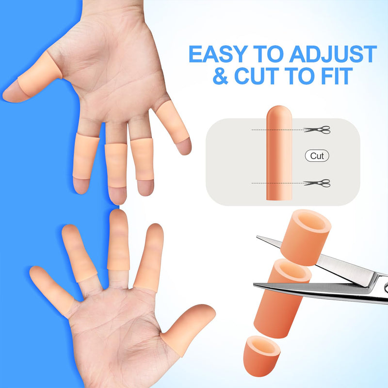 [Australia - AusPower] - 20 Pcs Gel Finger Protectors, Finger Caps Silicone Fingertips Protection, Reusable Soft High Elastic Fingertip Bandages for Relief Finger Arthritis, Cracked Fingers, and Other Finger Pain(Multi-Size) 