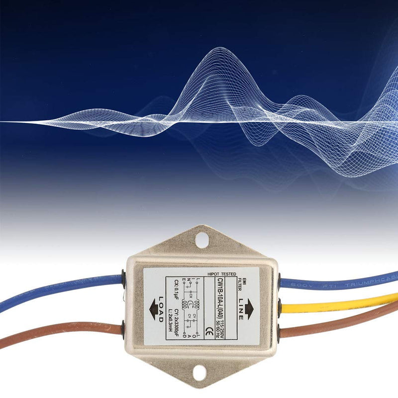 [Australia - AusPower] - EMI Mains Filter 230V, CW1B-10A-L(040) Single-Phase Filter for 115V/250V, 10A, 50/60Hz - Effective Protection Against Electromagnetic Interference CW1B-10A-L(040) 