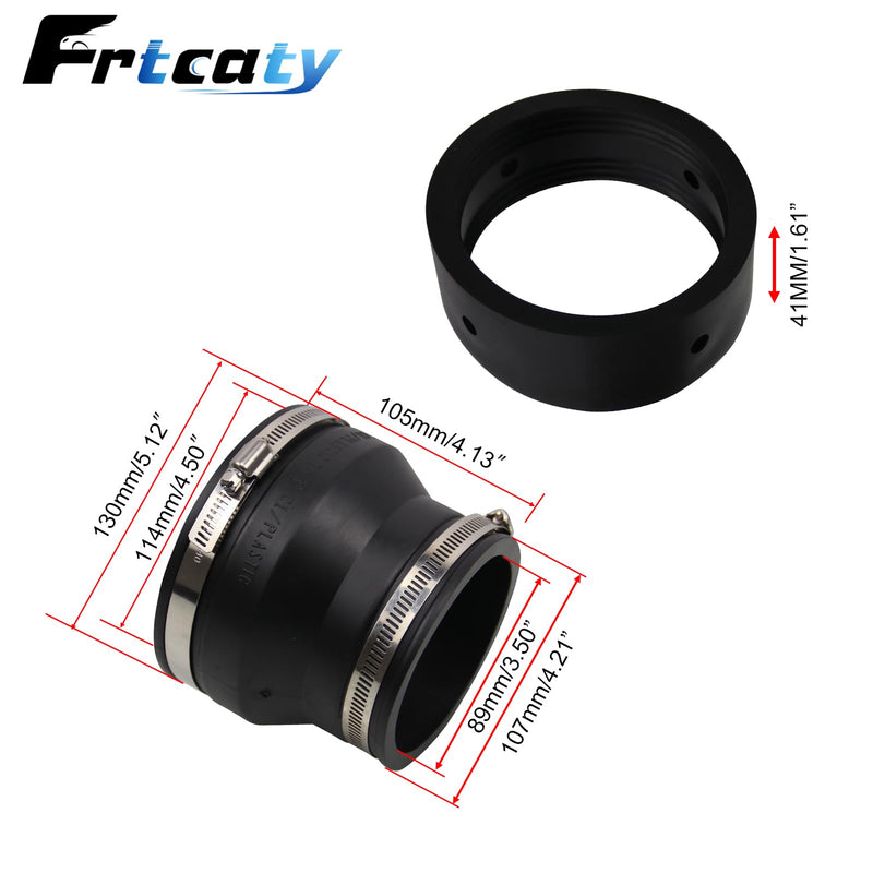 4" to 3" Black PVC Reducer Coupler & Gate Valve Bushing with 2pcs Clamps RV Plumbing Compatible with PVC Pipe Coupler Adapter RV Sewer Connection