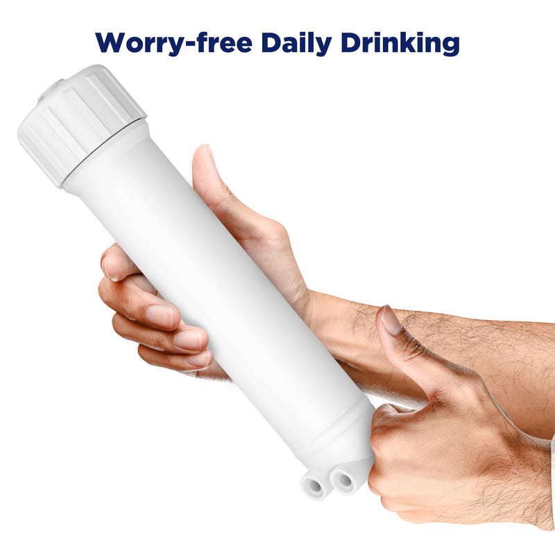 Membrane Solutions 1812/2012 24-150 GPD RO Housing Kit, Reverse Osmosis Membrane Filter Housing Replacement with Elbow Fittings, Housing Wrench, Check Valve 1812/2012 (for 24 - 150 GPD)