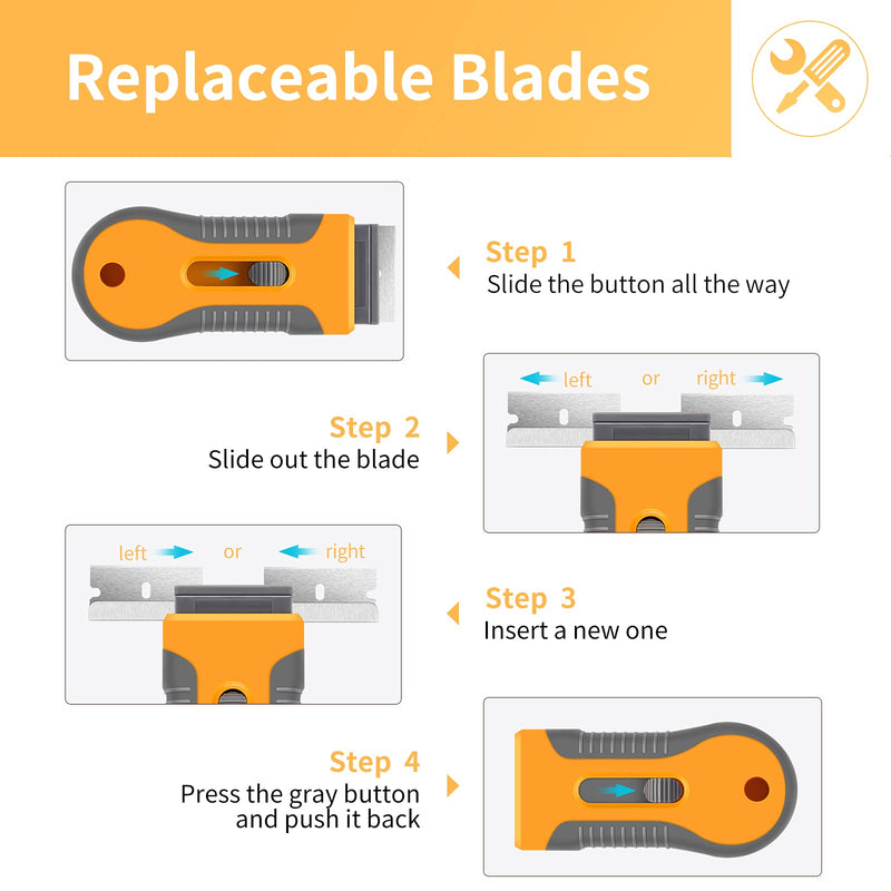 Razor Blade Scraper, 1 Pack Plastic Retractable Glass Scraper with 20 Pcs Extra Razor Blades, Windshield Sticker Remover for Windows Metal Vinyl Car Glue 1 PCS