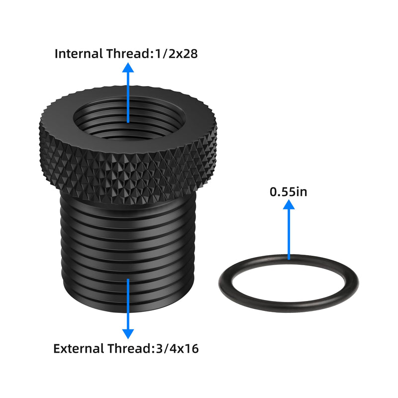 [Australia - AusPower] - 2 Pack Thread Protector 1/2-28 to 3/4-16 Thread Adapter Steel with Rubber Washer Black 1/2 x 28 convert to 3/4 x 16 