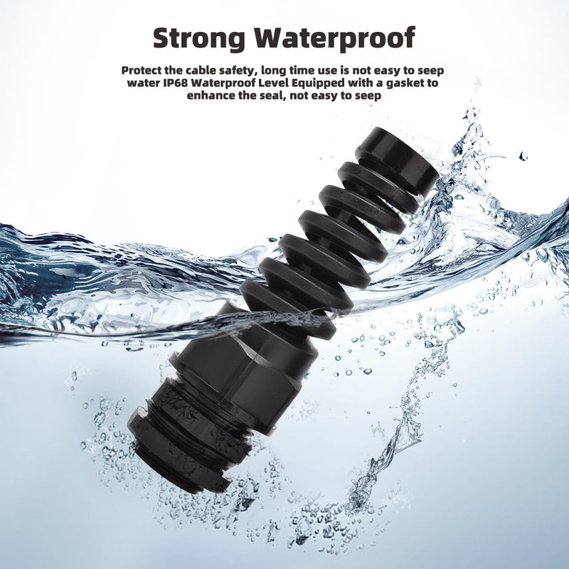 [Australia - AusPower] - Strain Relief Cord Connector, CGELE 10 Pack NPT 1/4" Waterproof Cable Gland Cord Grip Spiral Adjustable Connector Strain Relief Cord Connectors Joints Nylon with Gaskets NPT 1/4" 10PCS 