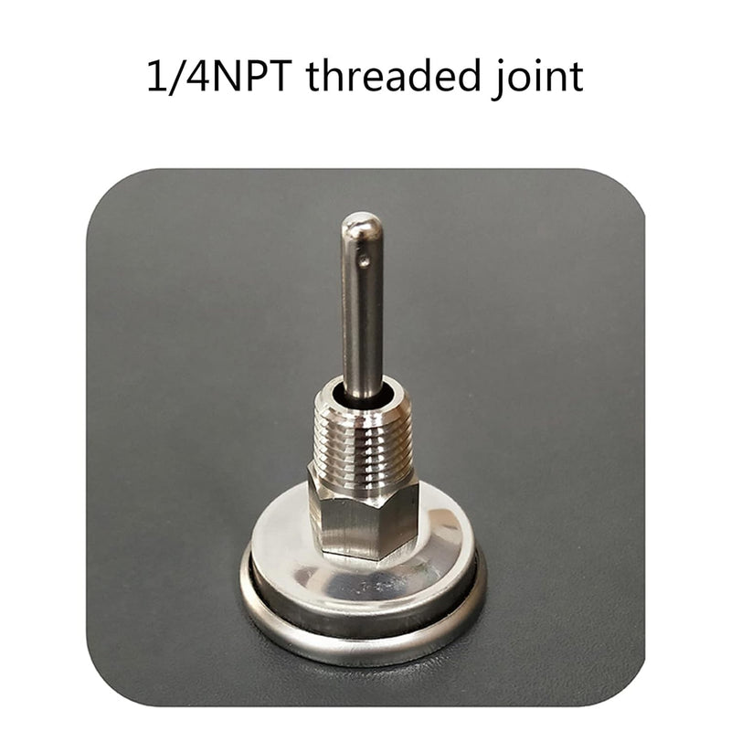 [Australia - AusPower] - Silver Temperature Probe Meter Gauge, Dial Thermometer NPT, Stainless 1/4 NPT Thermometer for Boiler Tea Pot Kettle -10-100℃/0-220ºF Thread Joint, Dial Thermometers 