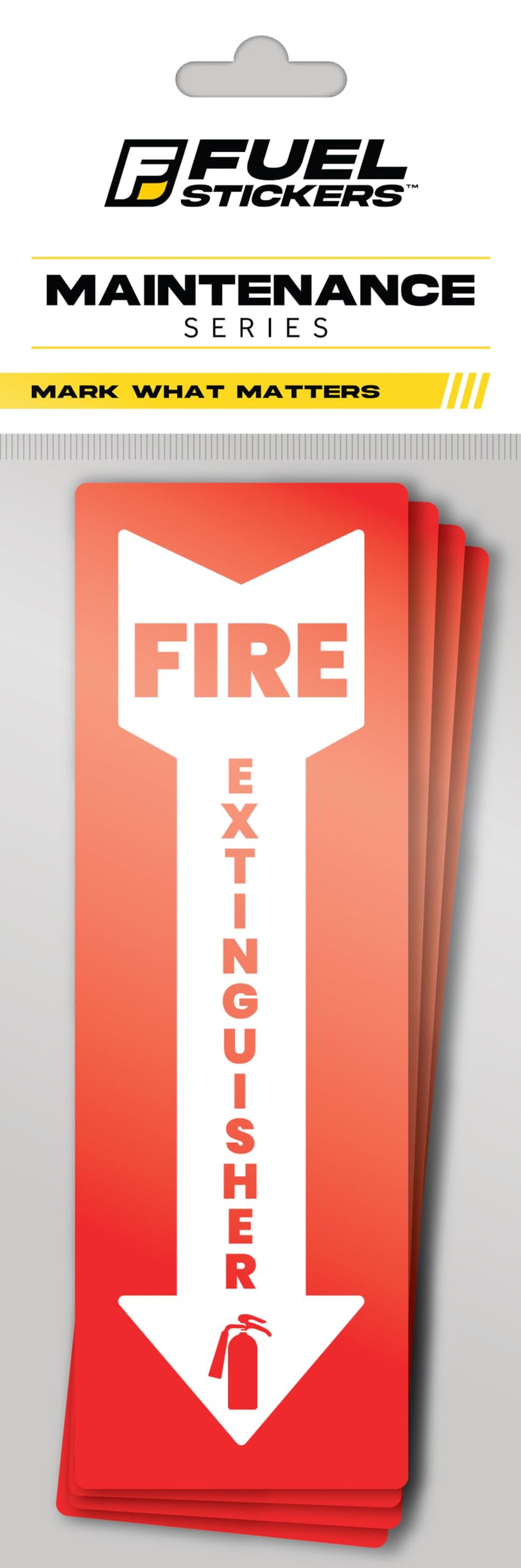 Fire Extinguisher Sticker (Vertical) for Commercial and Business Use: Office, Facility, Landlord - High Visibility Fire Extinguisher Sign for Safety and Compliance: Size 6" x 2", 20 Labels Vertical