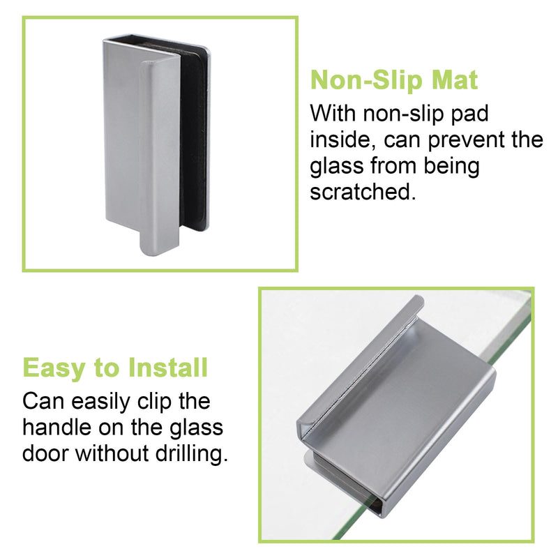 [Australia - AusPower] - Glass Finger Edge Pull, 4Pcs Cabinet Finger Pull Handle Glass Door Clips Cabinet Latch Clamp Concealed Handle for Display Glasscase Door (Pearl Chrome) 4 Pieces Pearl Chrome 