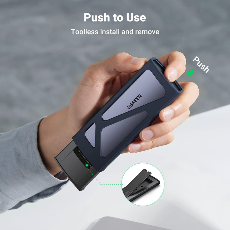 [Australia - AusPower] - UGREEN SSD Enclosure, Tool-Free USB C External, 10Gbps M.2 NVMe to USB Adapter/Reader Supports M and B&M Keys and Size 2230/2242 /2260/2280 SSDs 