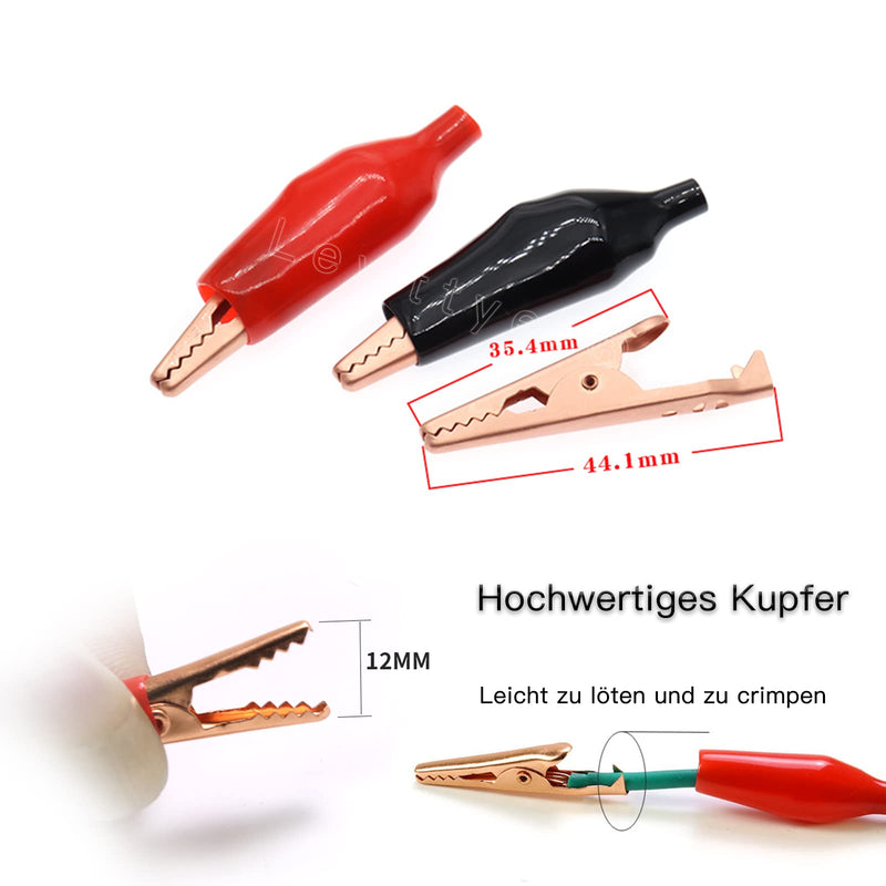 [Australia - AusPower] - Copper Alligator Electric Clips 45 mm Red 8 Black 8 Electrical Test Terminals with Protective Insulation Copper Alligator Electric Clips® Lewttyer 