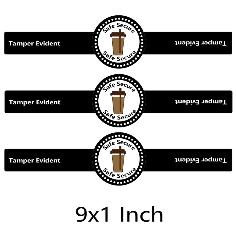 [Australia - AusPower] - Safe Secure Tamper Evident Seals,Drink-Safety Food Coffee Milk Tea Ice Cream Seal Labels with Middle Protection for Freshness,to Go Cup,9x1 Inch,500 Pcs 