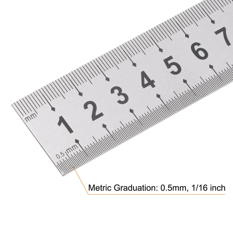 HARFINGTON 2pcs Stainless Steel Ruler 24-inch/60cm Metal Rulers 1.14" Wide, Inch and Metric Graduation Straight Edge Measuring Tool 600x29x1mm 2