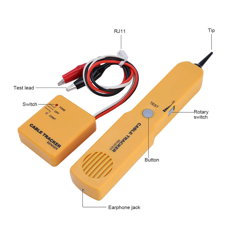 [Australia - AusPower] - Wire Tracer, Network Electrical Cable Tester Tone Generator and Probe Kit, RJ11 Circuit Tracer Wire Toner Circuit Breaker Finder Line Detector, Networking Fixing Tools Kit 