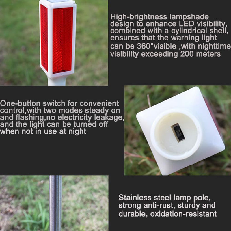 [Australia - AusPower] - Aolyty Solar Warning Light, LED Flashing Light 2 Lighting Modes Waterproof Solar Driveway Markers Reflective 30 Inches for Parking lots, Yard, Sidewalk, Safety Road Sign, Stop Sign 