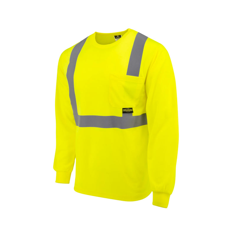 RADWEAR ST21-2 Type R Class 2 Long Sleeve Moisture Wicking Reflective Safety T-Shirt for Men and Women, Hi-Vis Green, XL X-Large