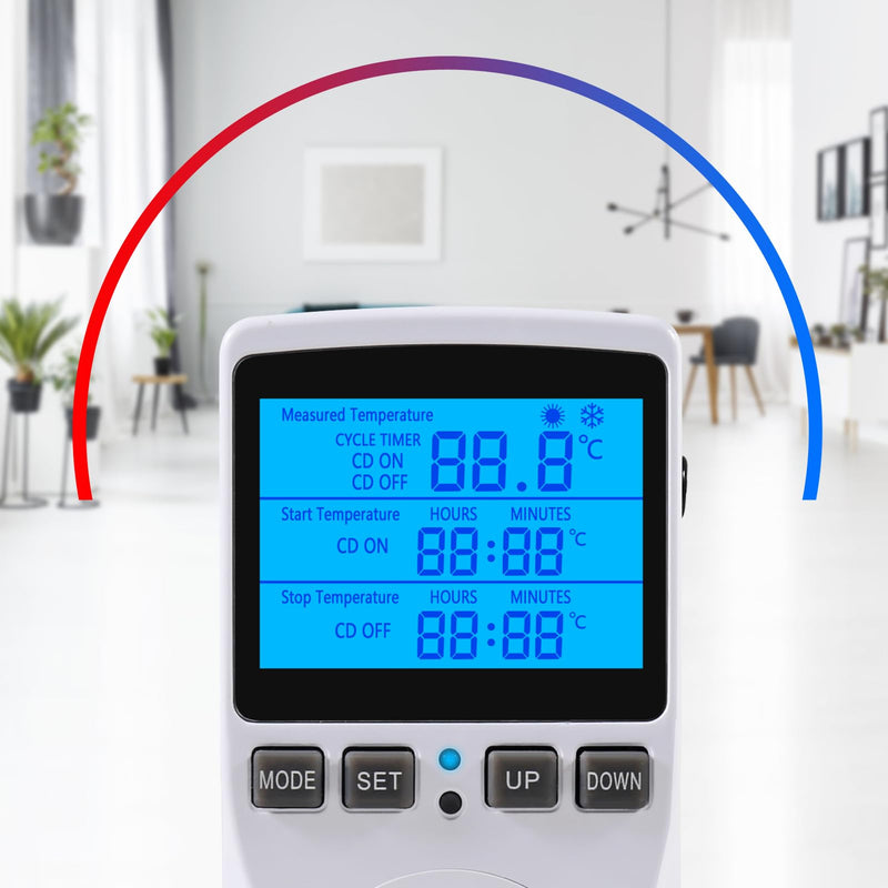 [Australia - AusPower] - UMLIFE 1Pack Digital Temperature Controller Thermostat Timer - Reptile Thermostat Controller Day Night Timer 110V 15A Temperature Controlled Outlet Plug Heating Cooling Control with Sensor 