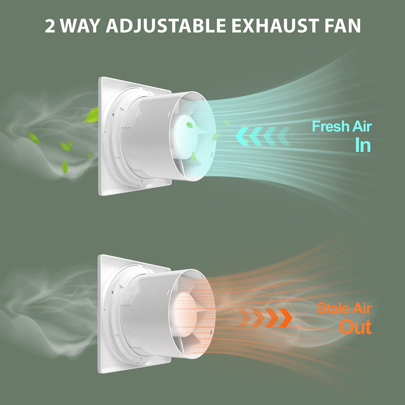 Bathroom Exhaust Fan 6 Inch Glass/Wall Mounted, Room Ventilation Fan Two-way Reversible EC Motor 10W,Air Vent Fan Remote Control with 70 Second Air Circulation,Four Speed Regulation, Low Noise,White APC15-J-6in