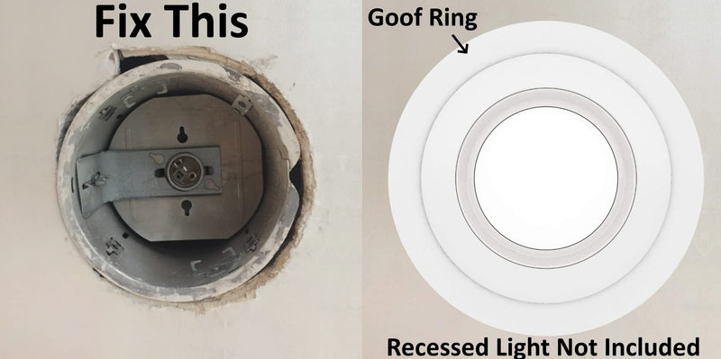 25 Pack Gloss White Goof Trim Ring for 6" Inch Recessed Can Lighting Down Light, Outer Diameter 8 Inches 25 Pack