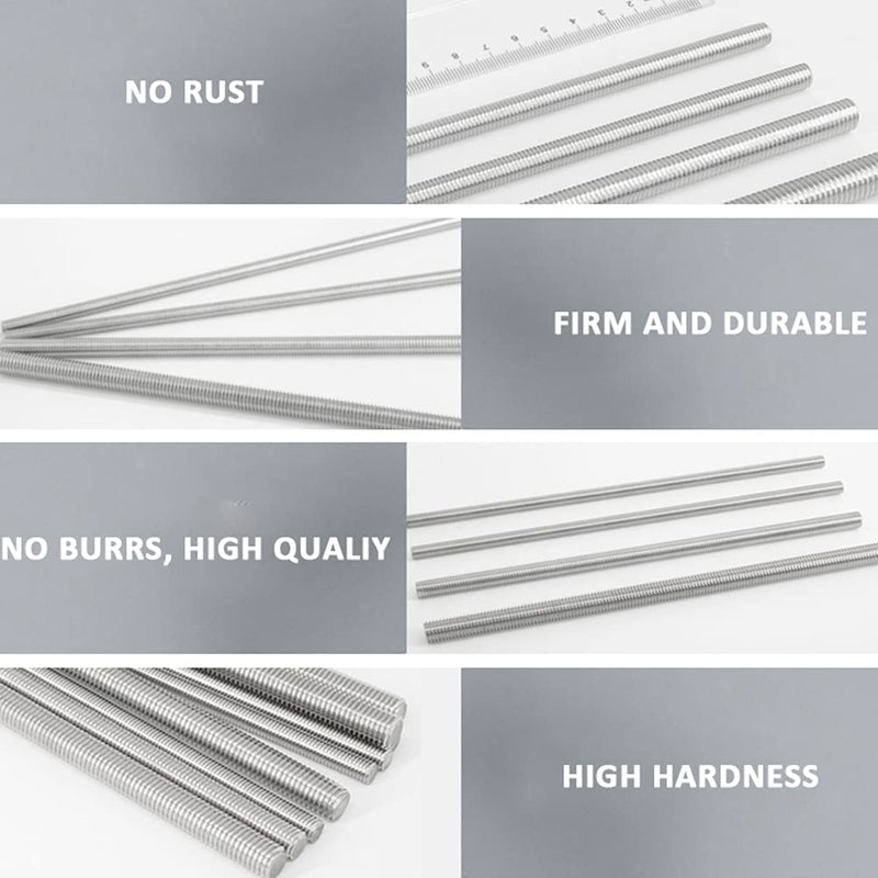 [Australia - AusPower] - Hooshing 8Pcs M8 x 100mm Stainless Steel Fully Threaded Rod, Long Threaded Screw Right Hand Threads M8*100mm 8 