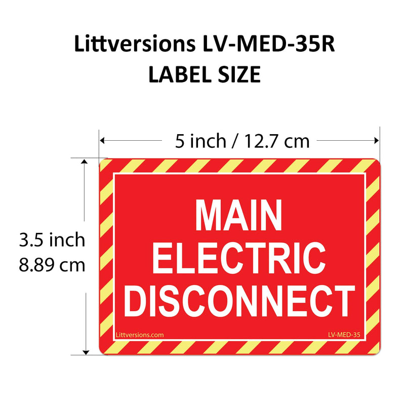 5" x 3.5" Main Electric Disconnect Labels Decal Emergency Danger Sign Notice Sticker Electrical Panel Heavy Duty Ultra Durable Vinyl Waterproof (10 Pack Red) 10 Pack Red