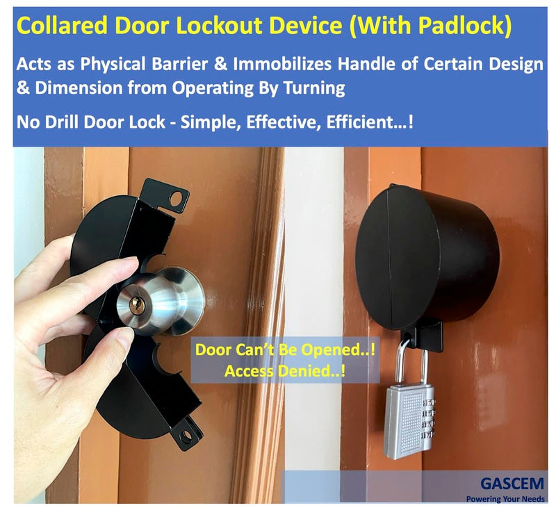 [Australia - AusPower] - Door Knob Lockout Device. 1 lock cover (Matt Black) That disables doorknobs, faucets, valves by blocking keyhole access & preventing turning for security (1 padlock included). Matt Black 