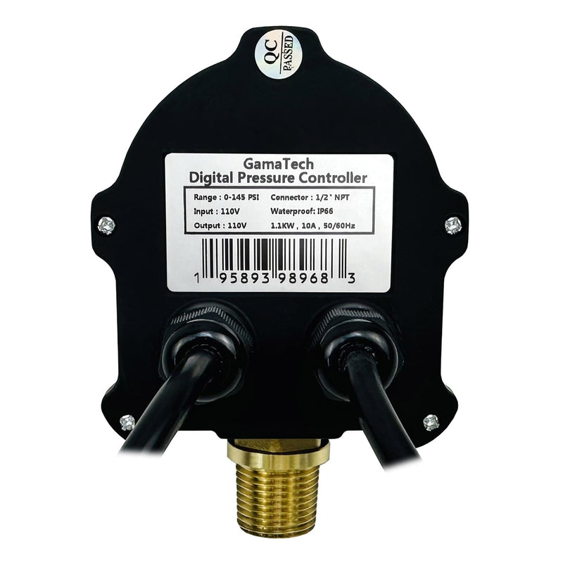 GamaTech 110V 145PSI Digital Adjustable Pressure Switch Controller for Water Pump and Air Pump, 1/2" Male NPT