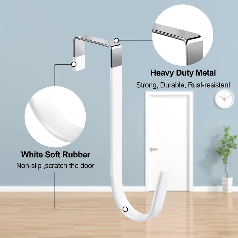 [Australia - AusPower] - 6 Pack Over The Door Hooks, Sturdy Metal Single Over Door Hooks, White Door Hanger Hook Door Hooks for Hanging, Towels, Clothes, Bathroom, Hold Up to 7Lbs 