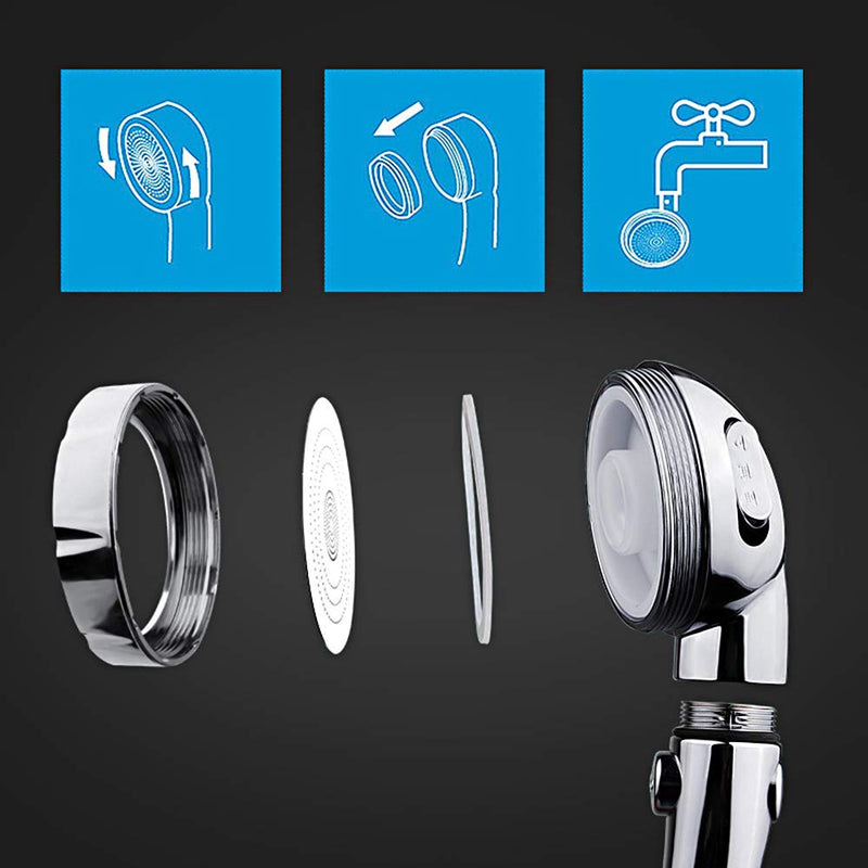 KAIYING Drill-Free High Pressure Handheld Shower Head with ON/OFF Pause Switch 3 Spray Modes Water Saving Showerhead, Detachable Puppy Shower Accessories (M:Shower Head (Chrome)+Bracket+Hose) Chrome