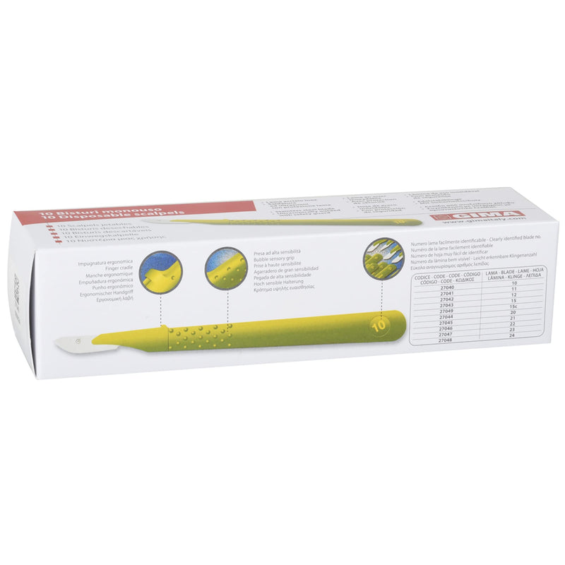 Gima Sterile Scalpels made of Rust-Proof Stainless Steel, ABS Handle, for Single Use, Premium, Safety Blade Guard Premium - 10 scalpels 11