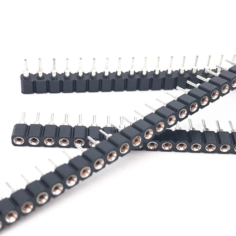 Nikou Pack of 5 1 x 40P 2.54 mm Round Hole Female Header Tin Single Row 40 Pin PCB IC Crystal Socket Connector for Circuit Boards, Circuit Experiments