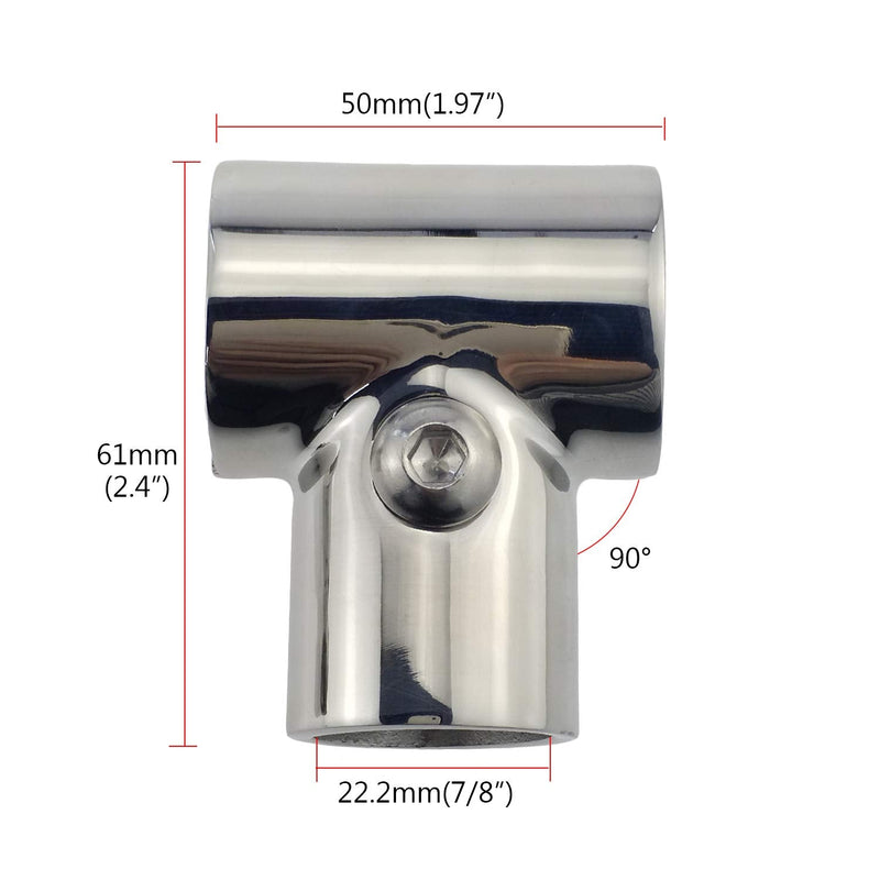 NRC&XRC Heavy Duty 316 SS Polished Boat Hand Rail Fitting- 90 Degree T/Tee Hinged/Split for 7/8" OR 1 INCHTube 7/8"