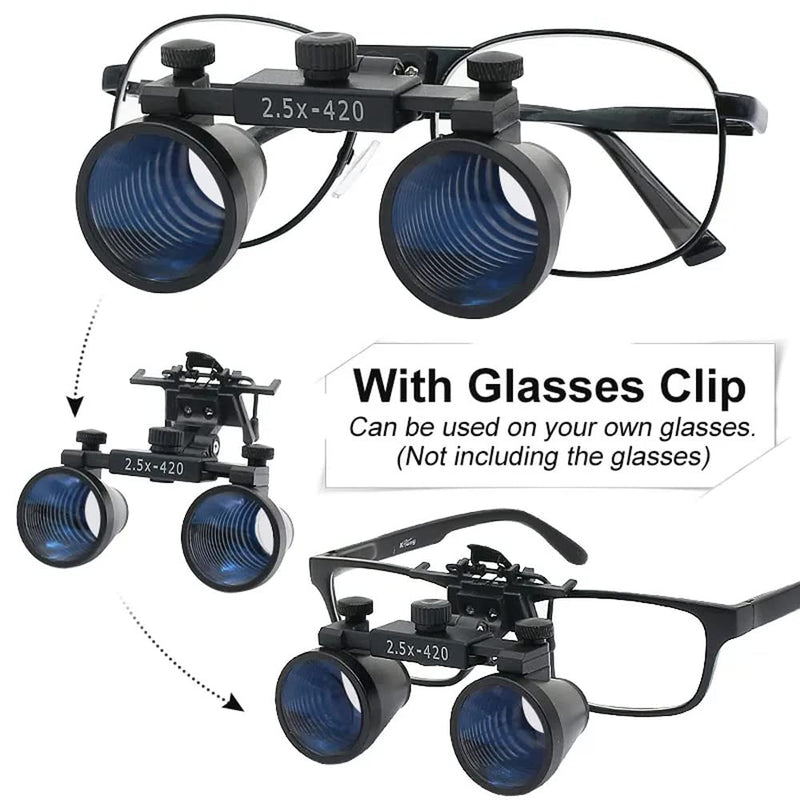 [Australia - AusPower] - 2.5X 3.5X Binocular Dental Loupes Surgical Magnifier Dentist Loupe Metal Eyeglasses Depth View (3.5x-420), Black 3.5x-420 