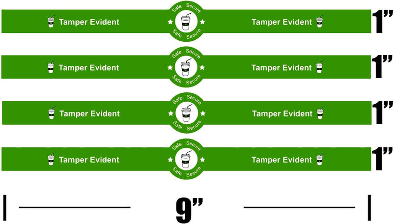 Safe Secure Tamper Evident Seals Stickers for Drink Lids 1"x 9"Tamper Proof Stickers-500Pcs Food Delivery Stickers Sealed for Freshness Labels Drink Food Coffee Milk Tea Ice Cream Safety Seal Stickers 1 X 9 Inch Green