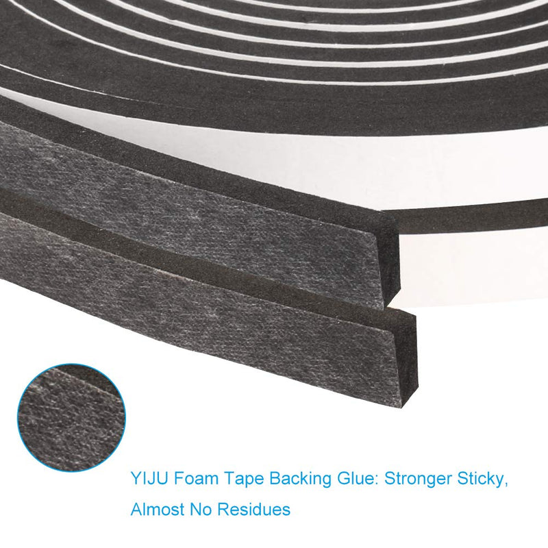 2 Rolls Foam Tape Weatheratrip for Door Window Insulation, Single Sided Foam Strips Adhesive, High Density Foam Seal Tape, Closed Cell Foam Seal Strip Tape(1/2"Wx1/4"Tx32FT, Black) 1/2"W x 1/4"T x 32FT