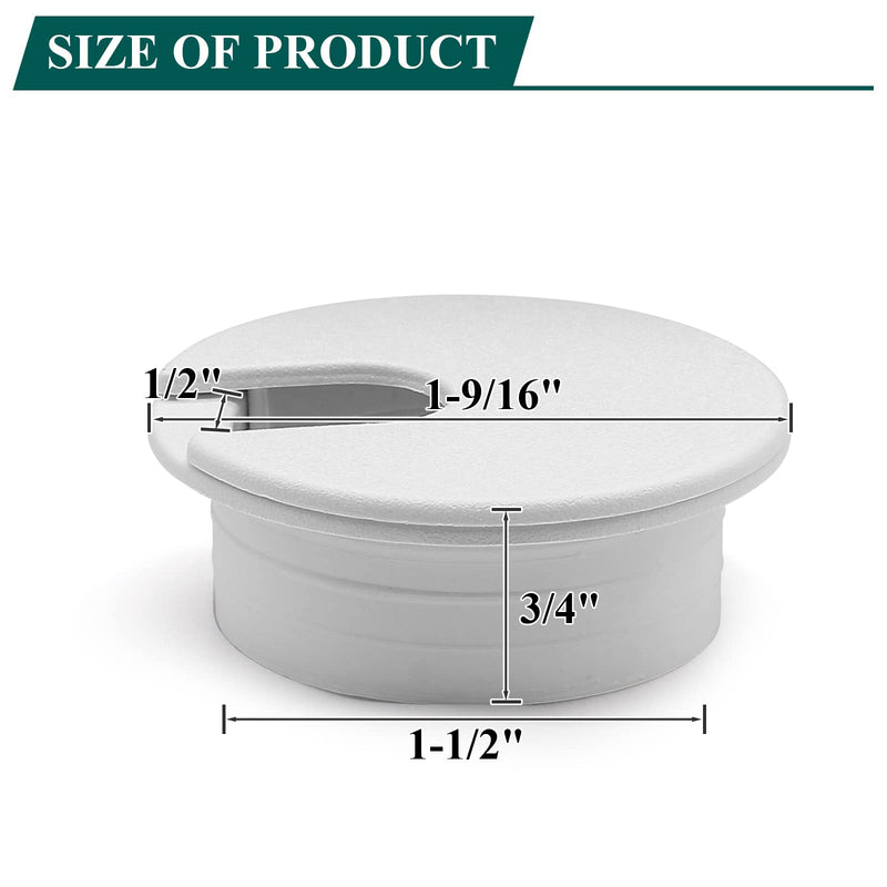 [Australia - AusPower] - White Desk Cord Grommets 1-1/2 Inch, Plastic Grommet Cable Hole Cover for Office Equipment, Computer Desk Wires - 2 Pieces White 