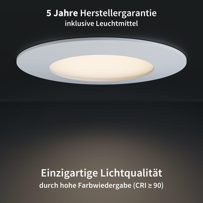 Scandinavian home Set of 6 LED Recessed Spotlights 230 V 4.5 W Warm White 60 mm - 70 mm I Suitable for Bathroom I CRI 90 500 lm 3000 K 68 mm I Matte White with Frosted Glass I LED Spot Recessed Nn Series