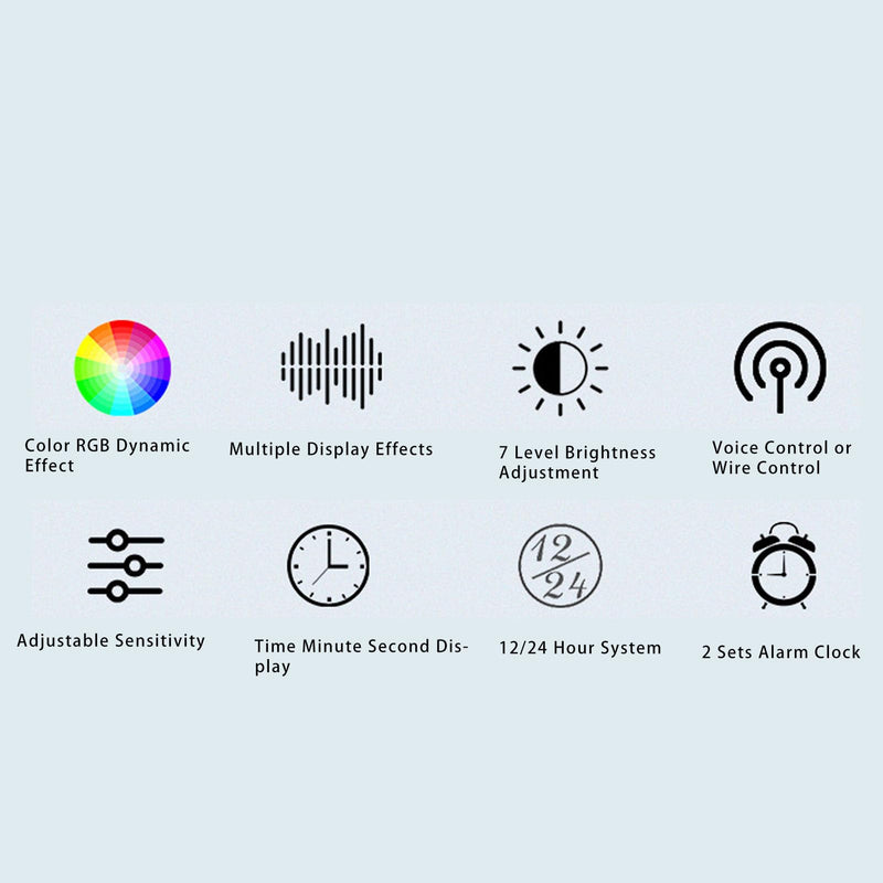 [Australia - AusPower] - LED Music Spectrum Analyzer, 5VUSB Music Voice Rhythm Spectrum Display, 384 LEDs Clock 20 Dynamic 7 Colors RGB Colorful 1624 Segment Rhythm Light Level Voice Sensor Pickup Analyzer 