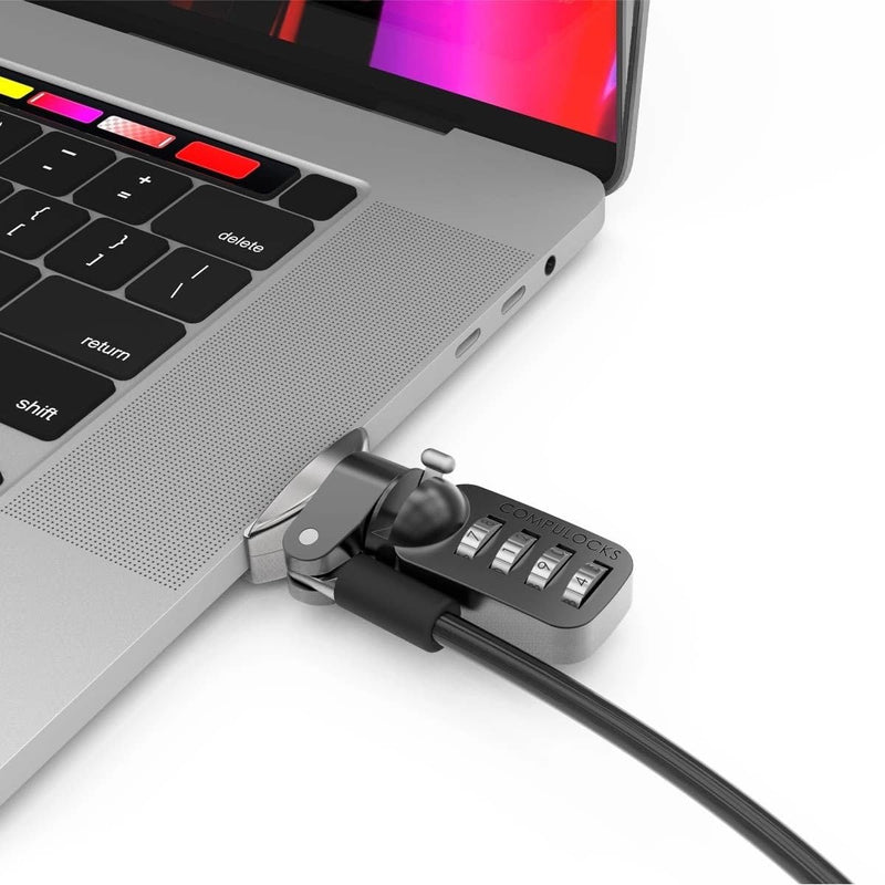 [Australia - AusPower] - Compulocks Ledge Lock Adapter for MacBook Pro 16" M1, M2 & M3 with Combination Cable Lock Silver 