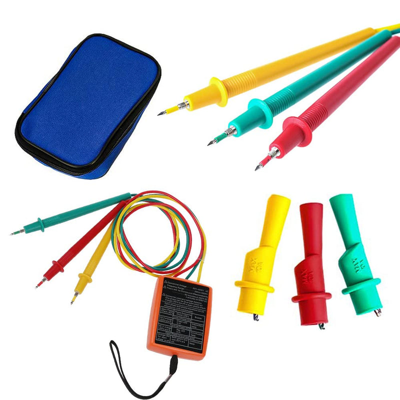 [Australia - AusPower] - Phase Tester Rotary Field Meter AC60 V ~ 600 V, EIMZU Rotation Display Tester Detector Meter 3 Phase with Crocodile Clips and Buzzer Tester Shows 