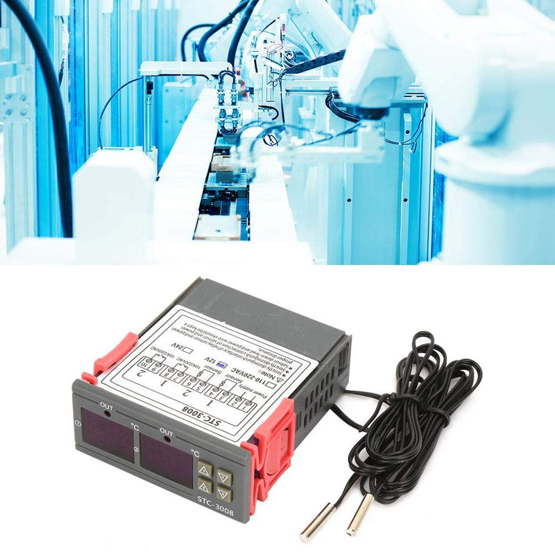 [Australia - AusPower] - Temperature Thermostat Controller, -3008 Digital Display Probe Sensor for Farm Various Refrigerator Greenhouse Aquarium(12V) 