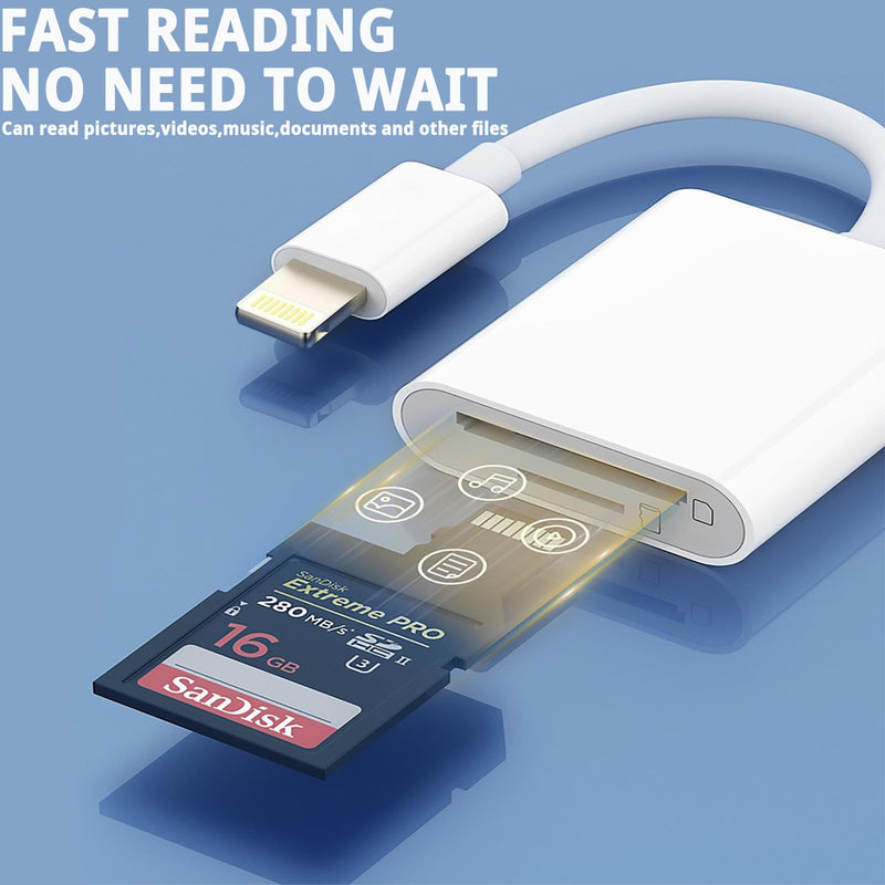 [Australia - AusPower] - (Apple MFi Certified) Lightning to SD Card Camera Reader for iPhone iPad, 2 in 1 Dual Card Slot Supports SD and TF Card, Portable Sd Card Adapter, Plug and Play 2 Slot 