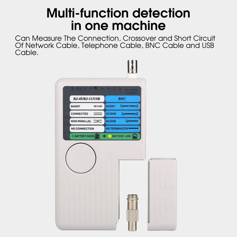 [Australia - AusPower] - Network Tester, RJ11 RJ45 Meter USB BNC 4-in-1 Portable LAN Network Cable Tester Remote Control Line Tester for UTP STP Cable Tracker 