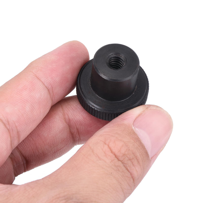 [Australia - AusPower] - uxcell 1/4"-20 Knurled Thumb Nuts, 1Pcs Carbon Steel High Head Female Threaded Round Grip Knob Locking Nuts Fasteners Nuts, Black 