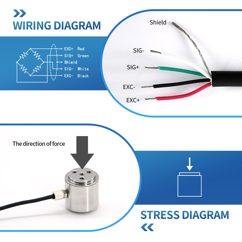 [Australia - AusPower] - Mini Load Cell Weight Sensor,Column Bellows Type Test Tension and Compression Force Weight Pressure,Diameter Φ20 Mm 22mm Threaded Hole 4xM3 with 2m Cable Capacity (0-5KG) 0-5KG 