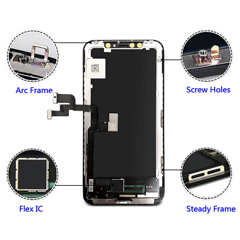 [Australia - AusPower] - Brinonac for iPhone X OLED Screen Replacement Kit, 5.8 inch 3D Touch Screen Display Digitizer Frame Assembly Set with Repair Tools and Tempered Glass Protector 