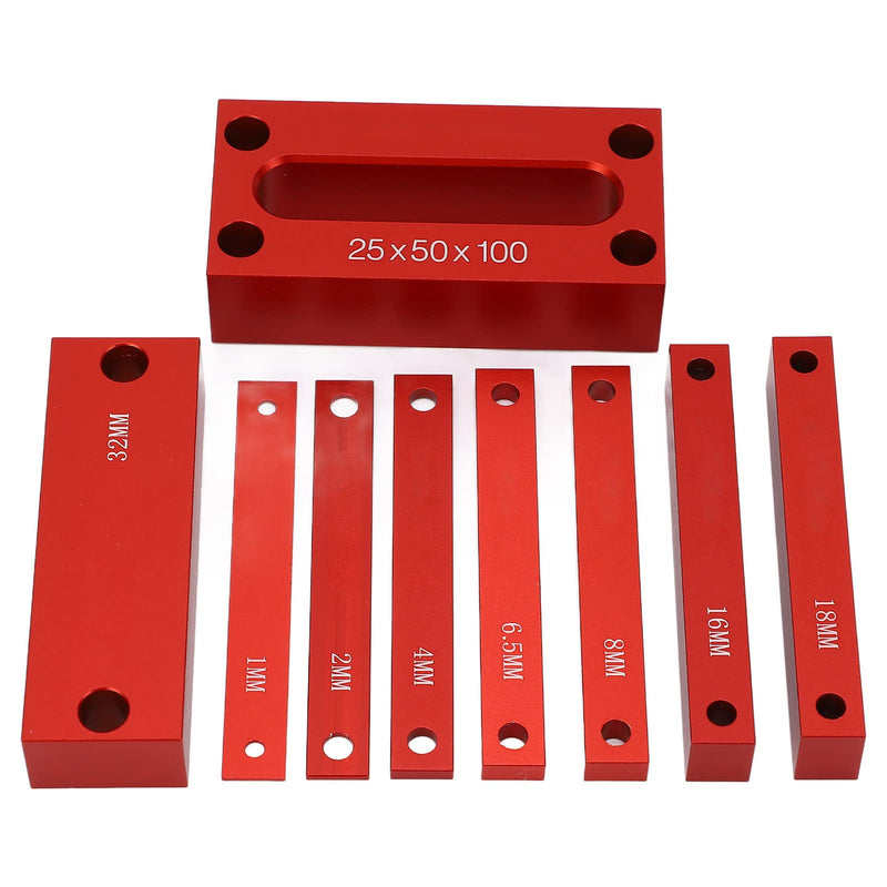 Height Measuring Blocks, 9-Piece 1-32 mm Aluminum | Milling Machine Adjustment Tool ±0.001 Inch Accuracy Anodized with Protective Box