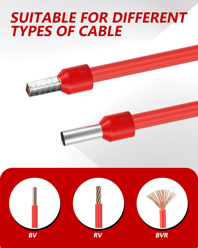 Pack of 50 10 mm² Wire End Ferrules Long 10 mm² x 18 mm PVC Insulated Wire Sleeves Red | Wire end ferrules set cable end ferrules insulated wire sleeves for wire connection 10mm² 18mm
